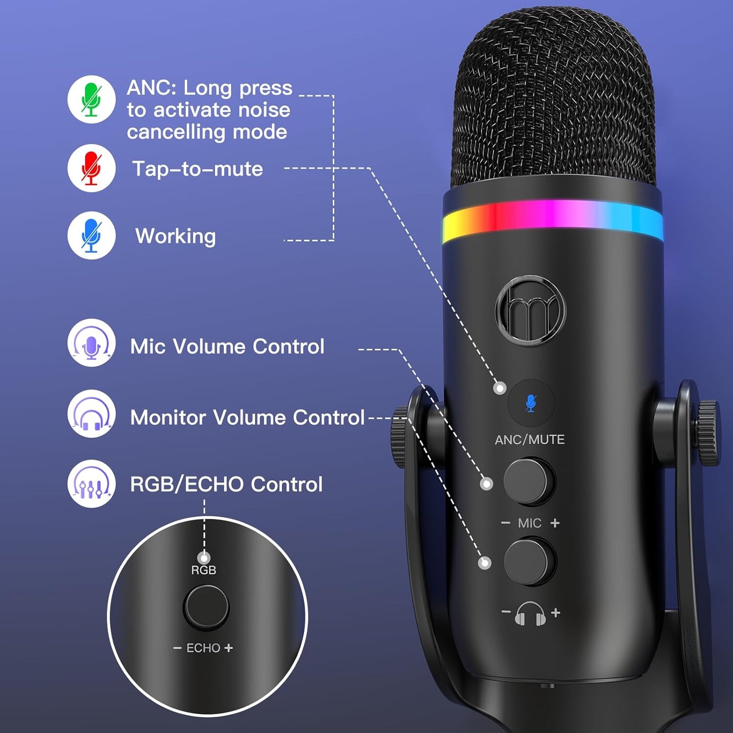 K66 PRO RGB USB Podcast Microphone